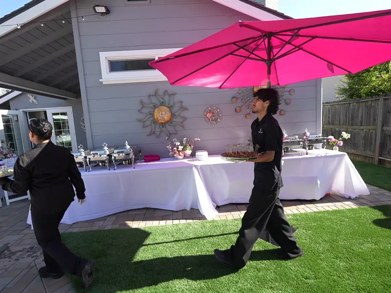Passed appetizers served during cocktail hour at a coastside wedding