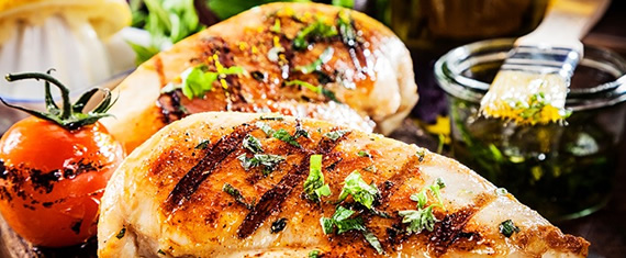Grilled chicken breast image for Drop-off dinner menu catering for corporate events in bay area