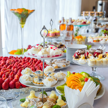 Desserts buffet table for catering in atherton